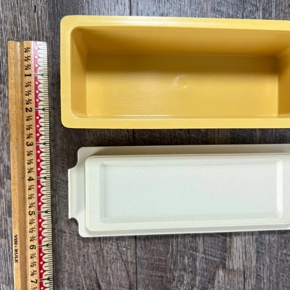 Vintage Tupperware butter dish single stick container harvest gold